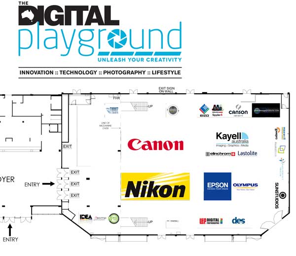 The four big exhibitors are Canon, Nikon, Epson and Kayell, with a distinctly professional flavour to the smaller stands. (Floor plan cropped for readability)