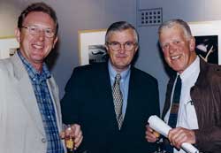 Bruce Pottinger, MD of L&P Imaging, Sydney, with John Swainston and the late David Moore, leading Australian photographer, at  Manly Art Gallery for David’s show on Sydney, circa 1996. David was the co-founder of the Australian Centre for Photography in 1974. John Swainston was deputy chairof the ACP from 2003 to 2005.