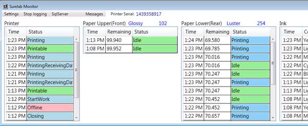 IPS Imageflow Monitor reports on lab performance printer by printer. Use to optimise production and ink coverage; plan preventative maintenance; identify potential problems through efficiency reviews. Reports extracts to Excel spreadsheet.